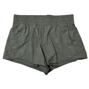 {Avia} Green Leaf Print High Rise Elastic Waist Running Shorts